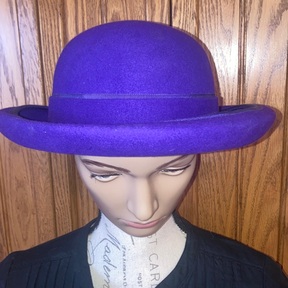 Vintage Adolfo purple wool hat